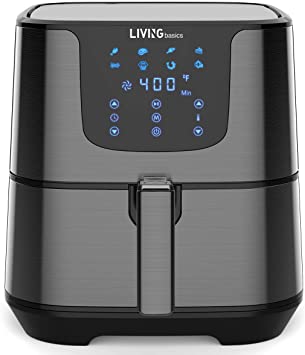 LIVINGbasics Oil Free Air Fryer, 5.8QT Hot Air Fryers with 8 Cooking Preset and Digital Touch Screen Electric, Nonstick Basket, 1700W, ETL Licensed