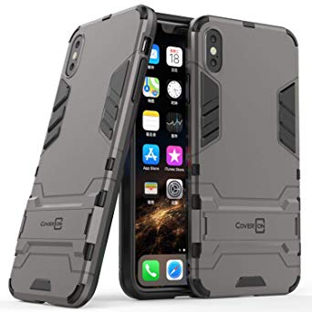 CoverON Shadow Armor Series fits for iPhone XS Max Kickstand Case, Modern Slim Fit Phone Cover with Matte Finish for iPhone XS Max (6.5") - Gray