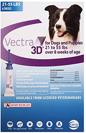 VECTRA 3D Medium Dog 21-55Lbs, 6 Doses (D73820E)