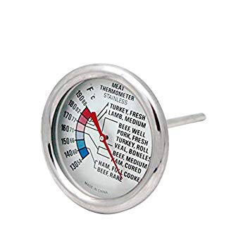 Blacksail Kitchen Analog Meat Thermometer for Grilling Smoking Oven Safe Waterproof Stainless Steel 2 3/4-Inch Dial (Stainless Steel)