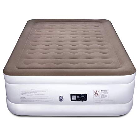 Etekcity Upgraded Queen Size Comfort Air Mattress- Blow Up Bed Inflatable Mattress Raised Airbed with Built-in Pump & External Valve for Guest, Camping, Height 22", Storage Bag, 2-Year Warranty