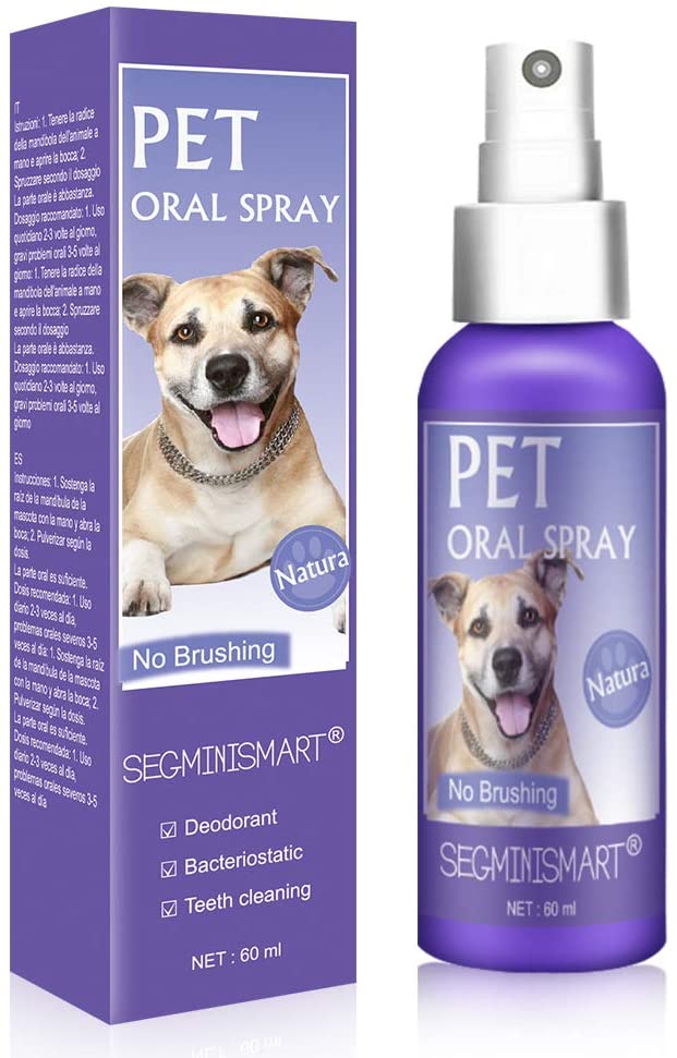 SEGMINISMART Pet Dental Spray, Dog Dental Spray, Pet Fresh Breath Spray, Pet Spray, Dog Dental Care, Breath Freshener for Pets, Dog Cat Dental Spray Care Cleaner, Eliminate Bad Breath, Reduce Tartar