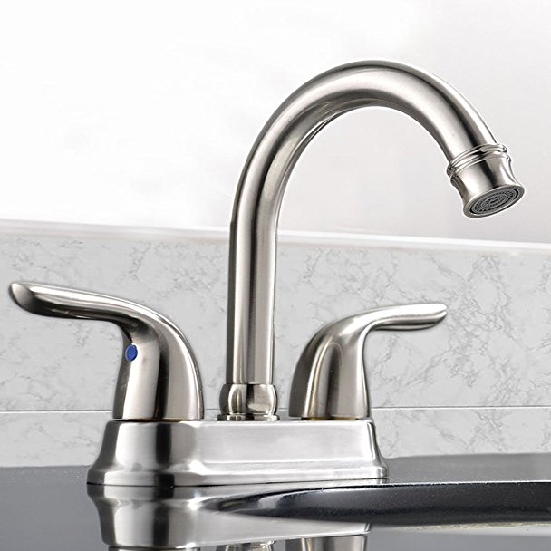 VCCUCINE Contemporary Double Handles Widespread Bathroom Basin Vessel Sink Bathroom Faucet, Brushed Nickel Finished Lavatory Faucet Without Pop Up Drain