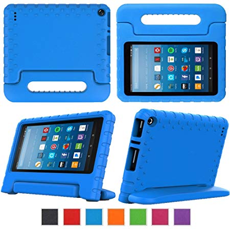 eTopxizu Case for All-New Fire HD 8 2017 - Kids Shockproof Convertible Handle Light Weight Protective Stand Cover Case for Fire HD 8" Display Tablet (7th Generation, 2017 Release Only), Blue