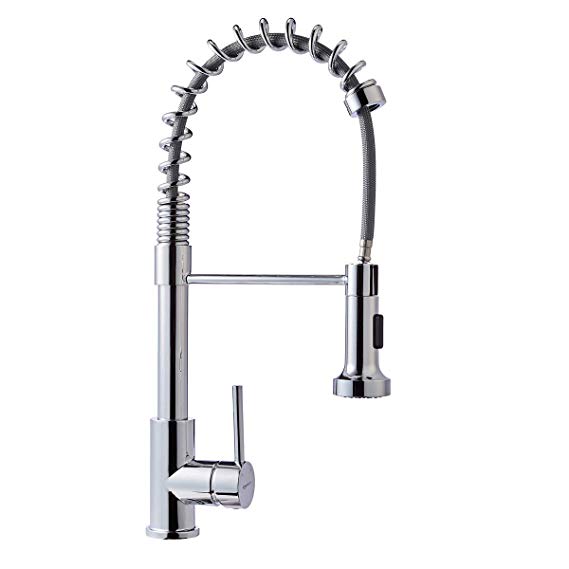 AmazonBasics Pro-Style Spring Sprayer Kitchen Faucet - Polished Chrome