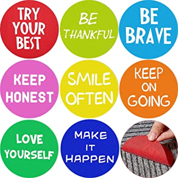 Positive Sayings Carpet Markers Classroom Sitting Carpet Markers for Teacher Student, 4 Inches (24 Pieces)