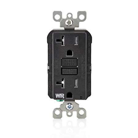 Leviton GFWT2-E Self-Test SmartlockPro Slim GFCI Weather-Resistant and Tamper-Resistant Receptacle with LED Indicator, 20 Amp, Black