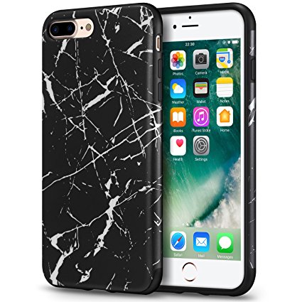 iPhone 8 Plus Case / iPhone 7 Plus Case Mthinkor Marble Pattern Slim Anti-scratch Perfect Fit Soft Case Cover for iPhone 7 and iPhone 8 Plus (Black Marble)