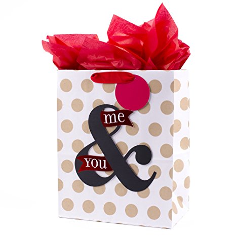 Hallmark Valentine's Day Large Gift Bag with Tissue Paper (You & Me On Dots)
