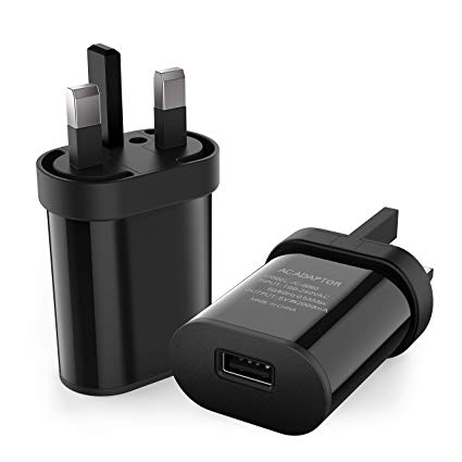 Luvfun USB Charger, 2.1A Mains Charger Plug Wall Charger With Smart IC Technology [1Pack]-Black
