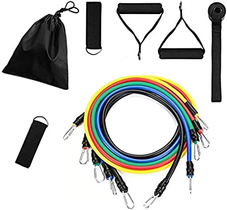 Comkes Resistance Bands Set,Portable Exercise Resistance Band Set Up to 100 Lbs(5 Stackable Exercise Bands with Door Anchor, Ankle Straps, Carrying Bag) Physical Therapy,Gym Training,Yoga