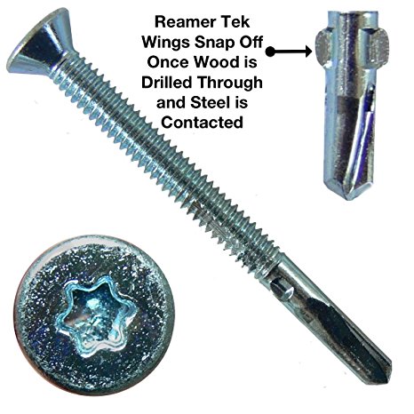 #12x2-1/2" Reamer Tek Torx/Star Head Self-Drilling Wood to Metal Screws - 1 Pound (~55 Tek Screws) - Tek Screws for Flatbeds, Trailers, or where Fastening Wood to Steel - T-25 Torx Screw Head