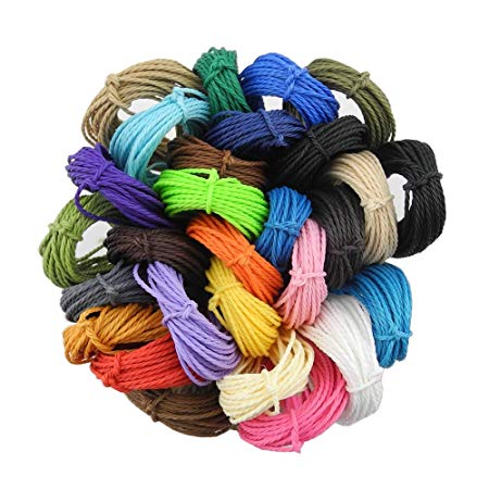 Inspirelle 28-Color 1mm Taiwan Waxed Polyester Twine Cord Macrame Bracelet Thread Artisan String for Jewelry Making, 10m Each Color