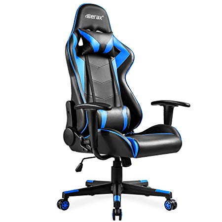 Merax High-Back Gaming Chair Ergonomic Design Office Chair Racing Style Computer Chair (Blue and Black)