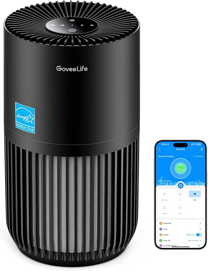 GoveeLife Mini Air Purifier for Bedroom Black