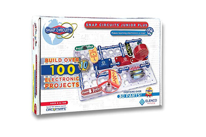 Snap Circuits Jr. PLUS SC-110 Electronics Exploration Kit | Over 110 STEM Projects | Full Color Project Manual | 30  Snap Circuits Parts | STEM Educational Toy for Kids 8