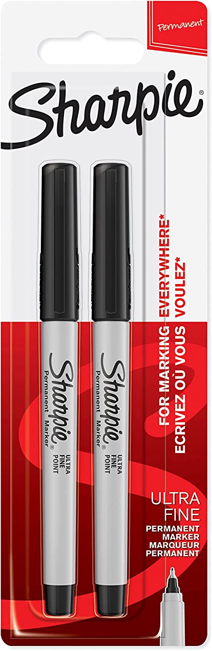 Sharpie Permanent Markers, Ultra-Fine Tip - Black, Pack of 2