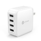 iClever BoostCube 40W 4-Port USB Wall Charger Multi-Port USB Travel Charger w SmartID Foldable Plug for iPhone 6S  6  6 Plus iPad Pro  Air  Mini Samsung Galaxy S6 Edge Note 5 and More White