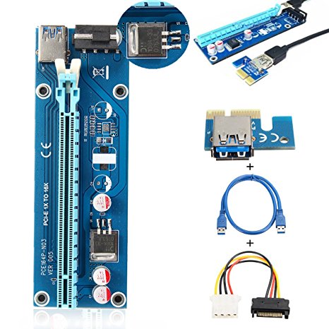 ELEGIANT PCI-E USB 3.0 Power Cable Express 1X to 16X Extension Cable - Mining Dedicated Graphics Card Extension Cable Adapter with SATA Cable for PC Desktop Laptop