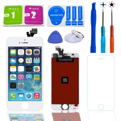 iPhone 5 LCD Touch Screen Digitizer Frame Assembly Full Set Replacement with Tools 4.0 inch （White）1 pack