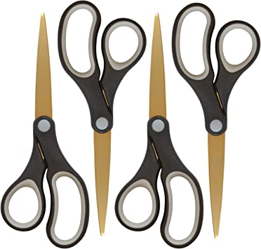 Basix 55848 4-Pack 8" Scissors with Titanium Bonded Blades, 4 Count