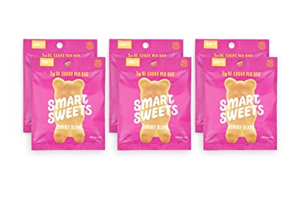 SmartSweets Low Sugar Gummy Bears Candy Fruity 1.8 oz bags (box of 6), Free of Sugar Alcohols and No Artificial Sweeteners Sweetened with Stevia, Natural Fruit Flavors