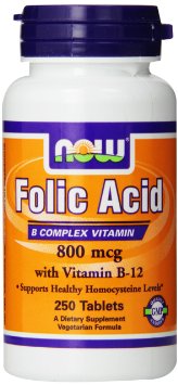 NOW Foods Folic Acid 800mcg 250 Tablets