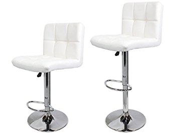 TMS 2 Synthetic Leather Modern Design Adjustable Swivel Barstools Hydraulic Bar Stool (WHITE)