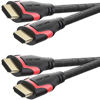 HDMI Cable - 6FT / 1.8m [2 Pack], FosPower 4K Latest Standard 2.0 HDMI Ready [UL Listed][Nylon Braided Cord] - Ultra High Speed 18Gbps - Supports 4K 2160p UHD 3D HDR Ultra HD 1080p (24K Gold Plated Connector)