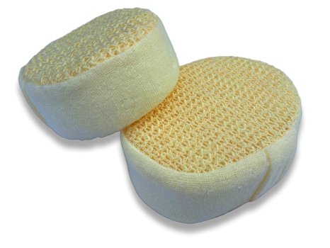 2-Pack 14cm 6" Premium Quality Hemp Body Sponge Set - Skin Exfoliation - Deep Cleanses, Anti-Aging & Healthy Skin - Ultra Soft Durable Sponge - Eco-Friendly Bath Sponge - 100% Guarantee