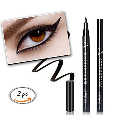 Waterproof Liquid Eyeliner Long Lasting Liquid Cosmetic Eye Liner Pen Gel Black 2Pcs