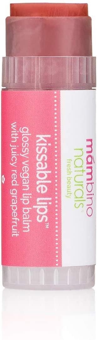 Mambino Organics Kissable Lip Balm, Moisturizing Glossy Vegan Lips, Juicy Red Grapefruit, 7 g