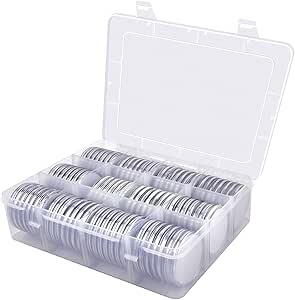 108 Coin Capsules, with Foam Gasket and Plastic Storage Box, for Coin Collection, Silver Eagles Coin Capsules Coin Case Coin Holder Storage Container