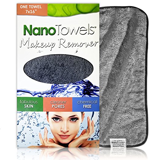 Nano Towel Makeup Remover Face Cloth. Remove Cosmetics FAST and Chemical Free. Wipes Away Facial Dirt and Oil Like An Eraser. Great for Sensitive Skin, Acne, Exfoliating, Mascara, etc. 7 x 16"
