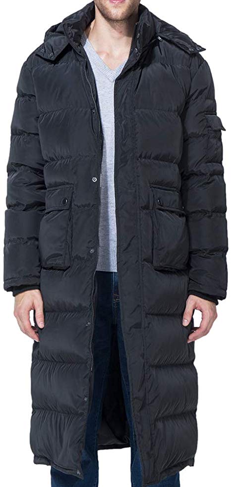 Tapasimme Men's Winter Warm Down Coat Men Packaged Down Puffer Jacket Long Coat with Hooded Compressible