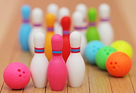 Miniature Bowling Eraser Set (3 bowling pins and 1 Ball) by Iwako Japan