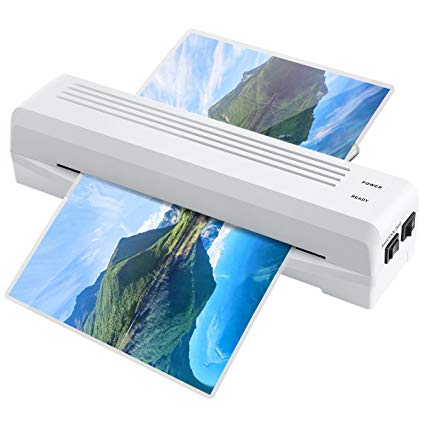 Thermal Laminator A4 A6 Laminating Machine Sheets with 2 Rollers and Jam-Release Switch, Fast Warm-up Laminating Speed, for Home/Office and School (White) [Upgrade]