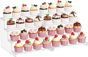 Lifewit 4 Tier Clear Cupcake Stand, Display Shelf for Cupcake, Desserts, Figurines, Display Risers Stand for Holiday, Birthday, Wedding Party Decor,2-Pack,12inch