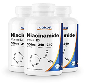 Nutricost Niacinamide (Vitamin B3) 500mg, 240 Capsules (3 Bottles)