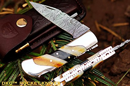 DKC-60 SILVER SCOTCH Damascus Folding Pocket Knife 4.2" Folded 7.5" Long 6.9oz oz High Class Looks Incredible Feels Great In Your Hand And Pocket Hand Made DKC Knives