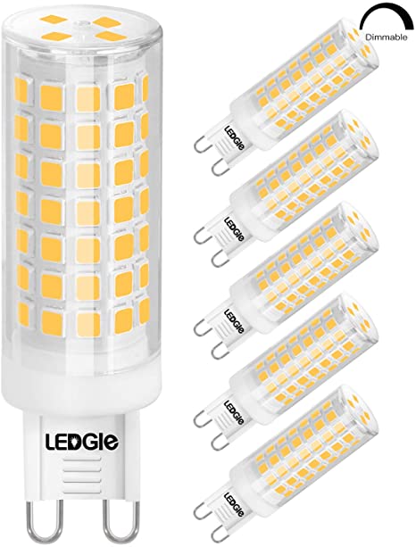 8W G9 Dimmable LED Light Bulbs, LEDGLE Warm White 3000K G9 Lamp, 80W Halogen Equivalent, No-Flicker, 88LEDS, 700lm, 3000K,Wide Beam Angle for Home Lighting, 6 Pack