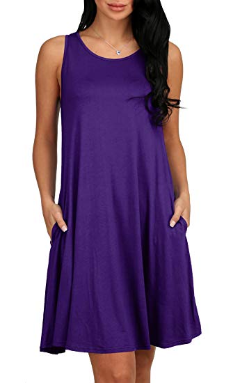 Alaroo Women's Summer Sleeveless Pocket Loose T-Shirt Dress S-XL