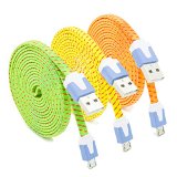 Micro USB Charger Eversame 3 Pack 6Ft 2M Nylon Braided High Speed Data Sync Charger Cable Cord For Android Phones Samsung Galaxy S6 Edge PlusNote 5 HTC M9 and LG G365292and MoreOrange Yellow Green