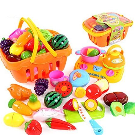 Beiens Fruits and Vegetable Cutting Pretending Toy-kitchen Pretend Play Set Toy