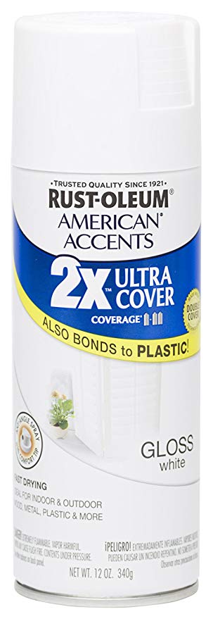 Rust Oleum 280718 American Accents Ultra Cover 2X Spray Paint, Gloss White, 12-Ounce