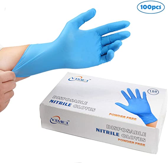 Disposable Medical Blue Nitrile Gloves Box of 100-4 mil Disposable Ultra-Strong Fluid Blood Exam Healthcare Food Handling Use | No Powder (S)