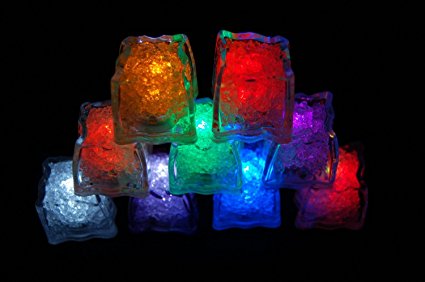 12 Pack of Colorful Changing LED Liquid sensor lights-- Ice Cubes Shape, So Amazing