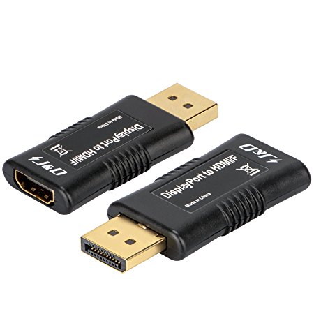 [2 Pack] DP to HDMI, J&D Gold Plated DisplayPort to HDMI Adapter Converter - Male to Female - Black & 2 Pack