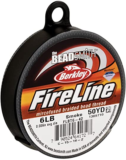 Beadsmith Fireline Braided Bead Thread, 6-Pound, 50 Yards (Smoke Grey)
