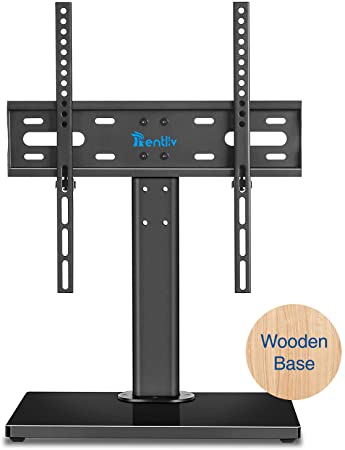 Rentliv Universal TV Stand - Tabletop TV Stand Base Replacement for 32 to 55 inch TVs - Height Adjustable TV Base Stand with Heavy-Duty Wooden Base - VESA 400 x 400mm